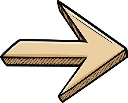 Hand-drawn arrow pointing right illustration direction indication navigation guide vector