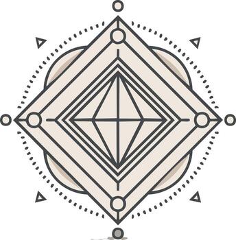 Geometric diamond shape design with dots, triangles and circles vector