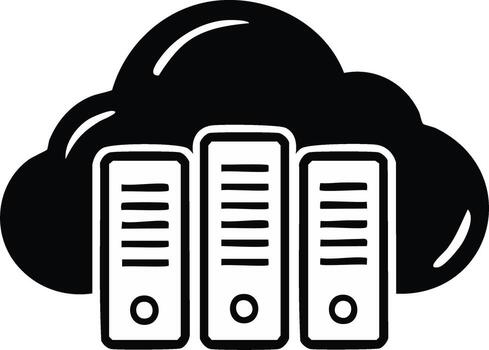 nube informática servidores datos almacenamiento red hospedaje tecnología icono vector
