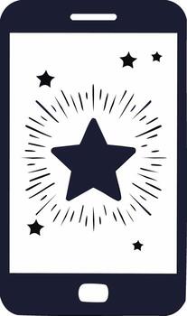 Star icon on a mobile phone screen symbolizing a quality rating, success, and achievement vector