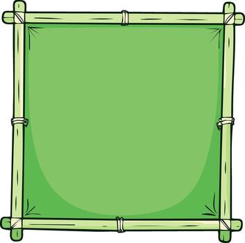 Bamboo frame with green canvas for text or image design graphic square vector