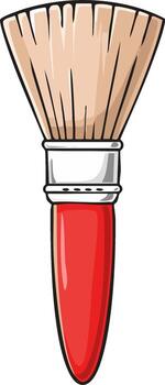 Illustration of a paintbrush with a red handle and tan bristles on a white background vector