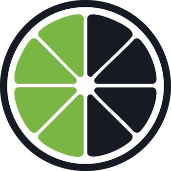 segmentario circulo con verde y negro, sencillo moderno diseño de un rebanado fruta, Lima o limón en un redondo forma vector