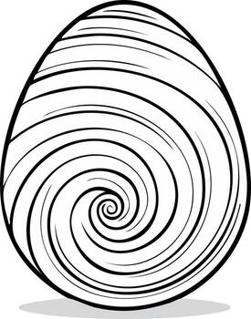 Easter egg with spiral line pattern in black and white color for coloring pages with swirling shapes and modern design vector
