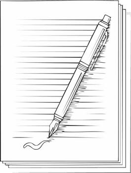 Pen writing signature on lined paper with stack of documents vector