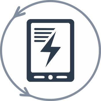 Digital document with lightning bolt symbol signifies instant powerful electronic information or energy update concept vector