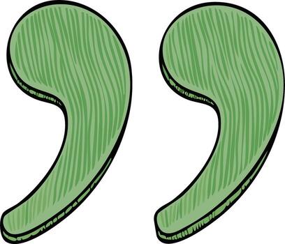 Two Green Speech Marks Illustration with Hatching Accent to show Text Communication vector