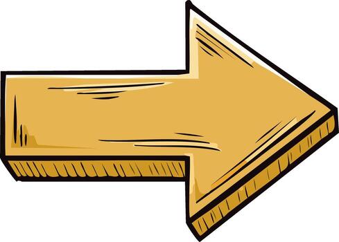 dorado flecha ilustración señalando Derecha con 3d efecto diseño para negocio o navegación vector