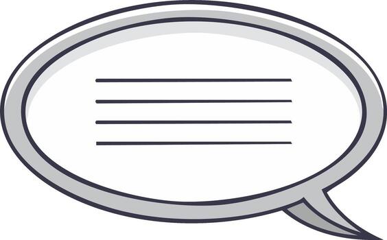 Speech bubble icon with lines representing text for message, information, and communication vector