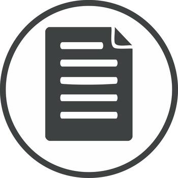 Paper Document Icon within Circle Frame Representing Information, Files and Written Communication vector