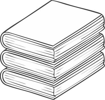 Stylized Stack of Three Books Simple Linear Illustration of Education and Reading vector
