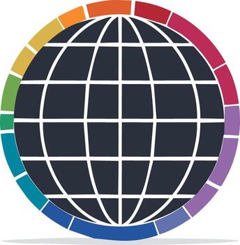 Global Connection World with Color Spectrum Segments Illustrating Diversity and Unity vector