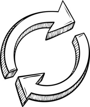 Hand-drawn Circular Arrows Pointing Clockwise and Counterclockwise Direction vector