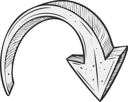 Artistic hand drawn sketch arrow with texture pointing down and right a directional symbol vector