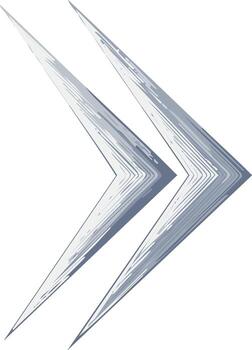 Abstract grunge double chevron arrow icon pointing right for speed and direction vector