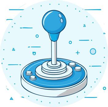Isolated Blue Toned Joystick Controller with Simple Design Elements For Retro Gaming and Fun Illustrations vector