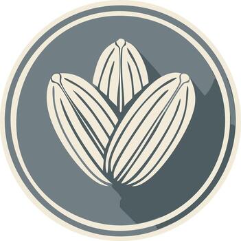 Stylized illustration of three stylized cocoa beans within a circular frame vector