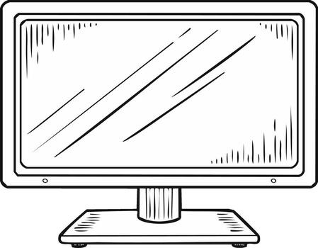 mano dibujado ilustración de un moderno computadora monitor pantalla con un reflexión vector