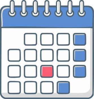 Calendar icon illustration with a red marked date for important events, deadlines, and scheduling vector