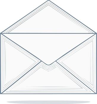 Stylized open envelope with flap up, a clean minimalist line art illustration vector