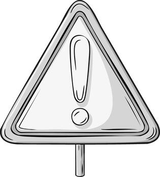 Hand-drawn triangular warning sign with exclamation mark for hazard or caution vector