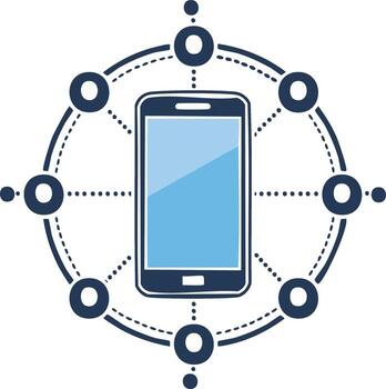 Digital smartphone at the center of a global network connection illustration representing modern communication technology vector