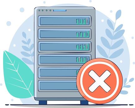 Server Error Illustration with Red X Icon System Failure or Connection Lost Concept vector