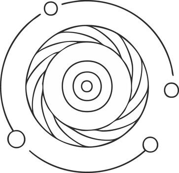 Orbiting Celestial Object with Swirling Center and Multiple Outer Circles vector