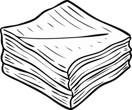 Hand drawn stack of multiple sheets layered together creating a thick bundle sketch art vector