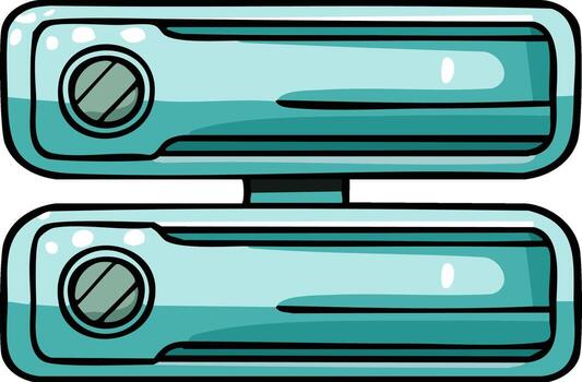 dibujos animados estilo ilustración de dos computadora servidor bastidores, cian color vector