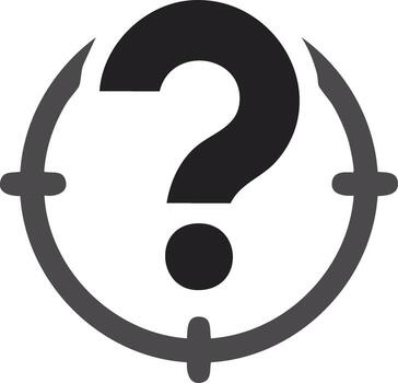 Question Mark in Target Scope Icon for Inquiry and Problem Solving vector