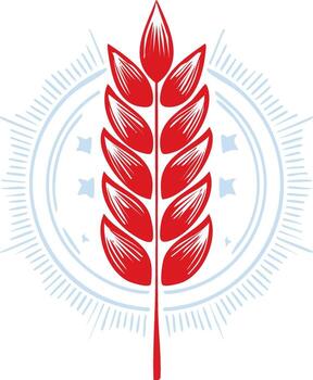 Red wheat graphic with stylized circular design for emblem icon vector