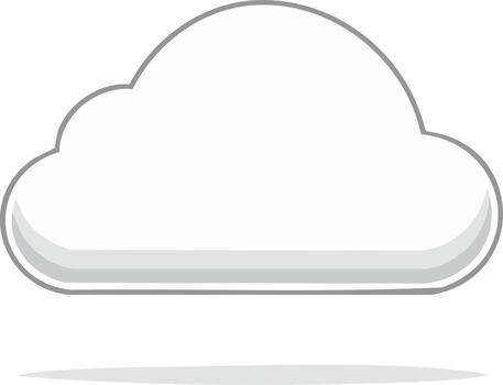 White cloud icon with subtle gray shading and shadow representing digital data storage or weather concept vector