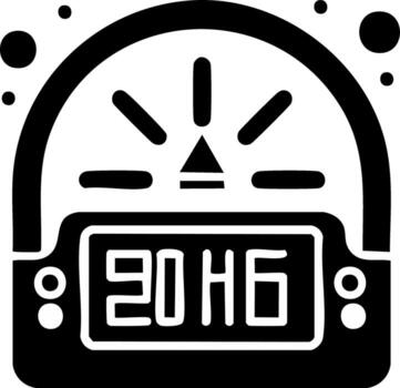 Abstract illustration of a black and white digital instrument with the year 2016 displayed vector