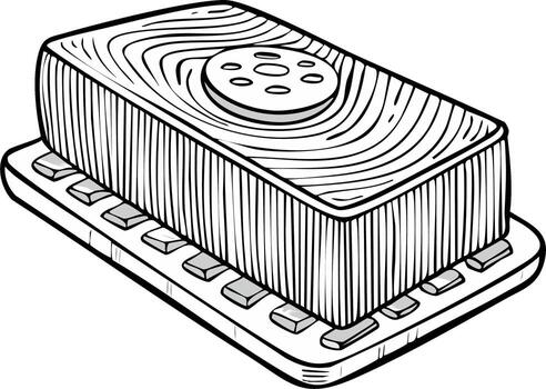 Artistic illustration of a technological object, top view, outline style vector