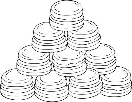 Illustration of a pyramid created from numerous stacked circular game tokens vector