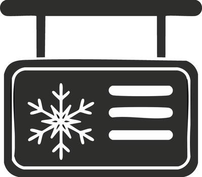 Hanging sign with snowflake symbol and menu list icons vector
