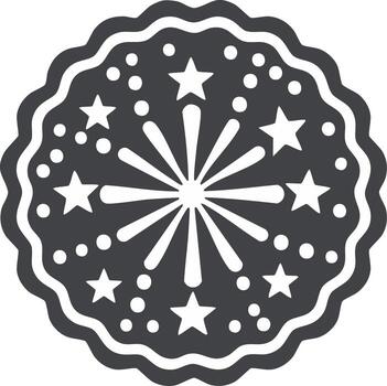 Circular firework burst with stars and dots pattern in dark gray vector