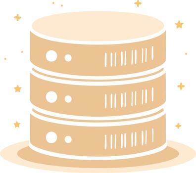 Cute doodle illustration of a computer server stack or database icon for data storage and cloud hosting vector