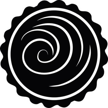 minimalista negro ondulado borde circulo presentando blanco vórtice espiral modelo gráfico vector