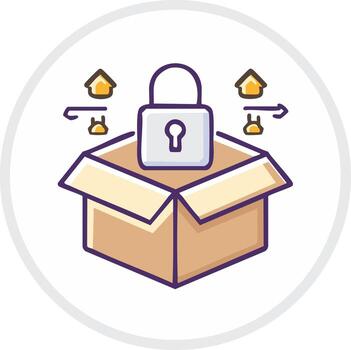 seguro Envío solución presentando candado en paquete y casa íconos vector