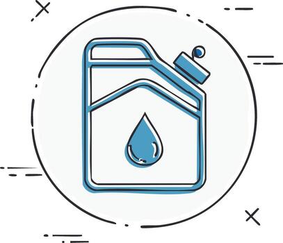 Blue Liquid Container with Drop Icon and Scribble Circle Border vector