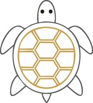 Tortuga contorno ilustración con geométrico cáscara modelo acuático vida icono vector