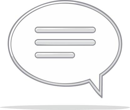 Cartoon speech bubble icon with three lines of text representing a message vector