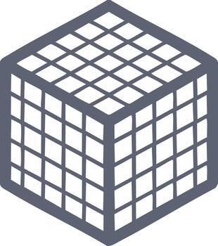Stylized 3D Cube with Grid Pattern vector