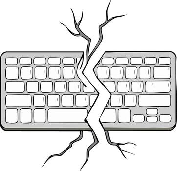 Broken Computer Keyboard Split by Lightning Strike and Tree Branches vector