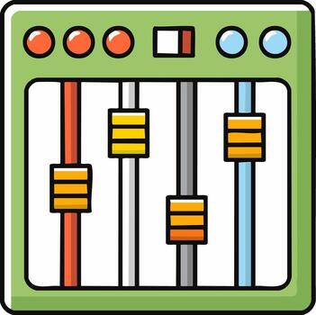 Vibrant Audio Mixer Equalizer Panel with Colorful Sliders and Control Buttons Illustration vector