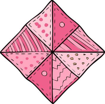 Abstract pink geometric shape with unique handmade patterns and textures vector