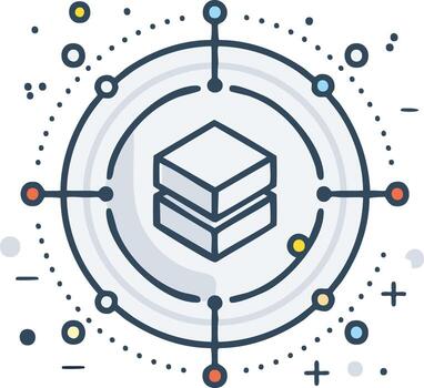 datos centro, servidor o nube informática icono. en capas cubitos dentro un red vector