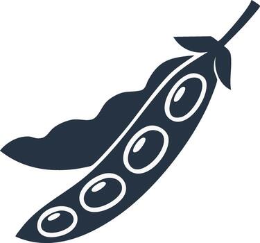Simple monochrome icon of an open soybean pod with beans inside vector